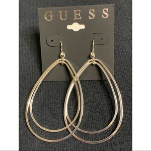 Guess Pear Shaped Double Hoop Drop Earrings